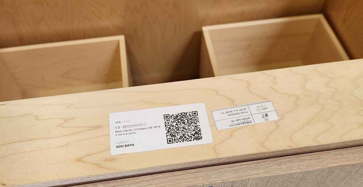 DodiHome cabinet interior showing the label sticker with the cabinet code SB36 circled